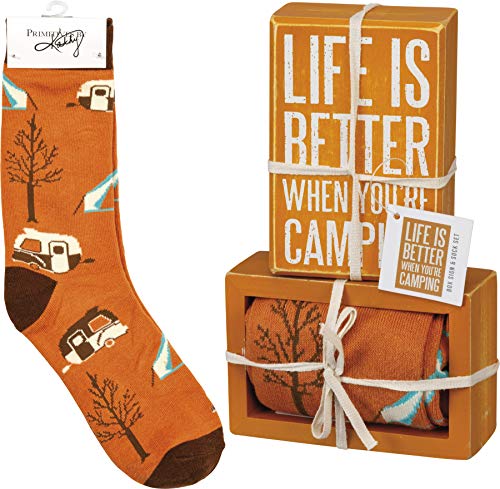 Primitives by Kathy 105547 Decorative Box Sign & Pair of Socks Gift Set-Life is Better When You&