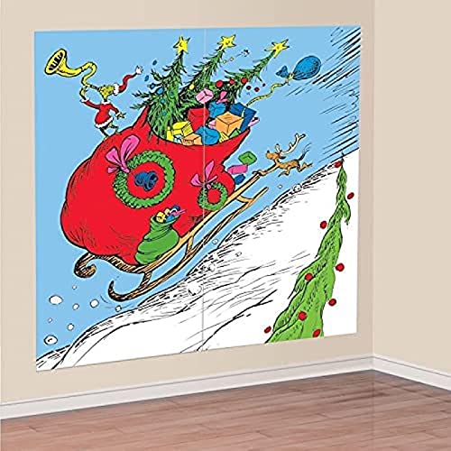 Amscan Grinch Scene Setter Kit - 65" x 65" | 1 Set