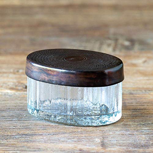 Park Hill Collection ECL00226 Glass Oval Vanity Jar with Bronze Lid, 2-inch Length, Glass, Clear