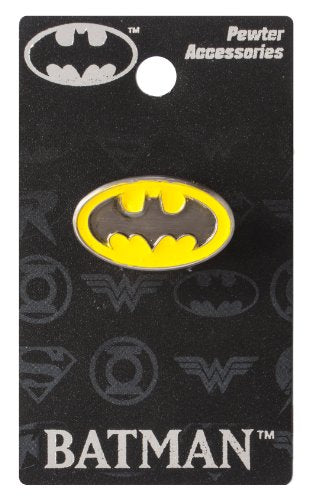 EE Distribution DC Batman Logo Colored Pewter Lapel Pin,Silver,1"