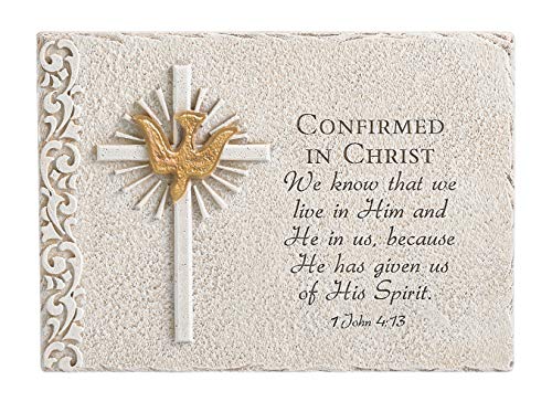 Roman Confirmation Wall Plaque with Verse Stone Finish 6 inch