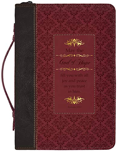 Divinity God of Hope Joy Peace Romans Black and Burgundy Large Faux Leather Bible Cover