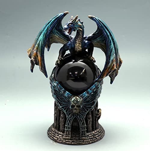 Unicorn Studio Veronese Design 7 5/8 Inch Mystic Foresight Guardian Dragon Crystal Resin Statue Home Decor Bronze Finish
