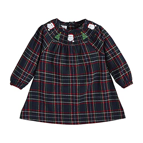 Mud Pie Baby Girls' Smocked Plaid Christmas Dress, 6-9 Months, Cotton