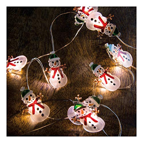 Primitives by Kathy 29319 Miniature Battery Operated Wire Light Strand, Snowman