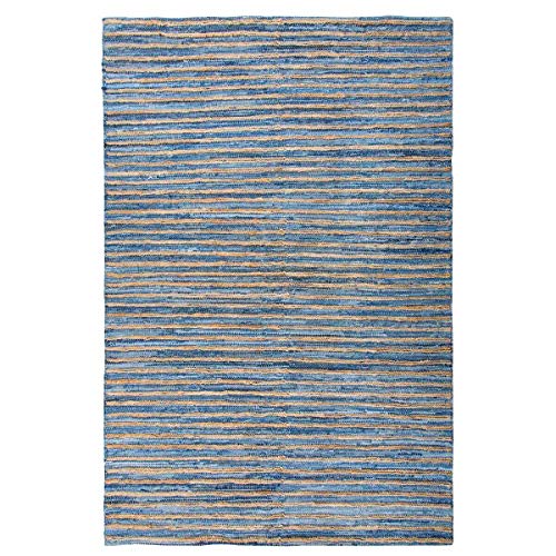 Park Hill Collection EHF06183 Hemp and Recycled Denim Striped Rug, 8-Foot Width