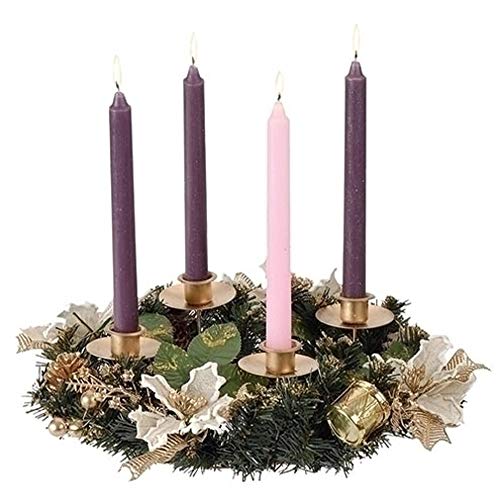 Roman Ivory Poinsettia Christmas Advent Wreath (no candles)