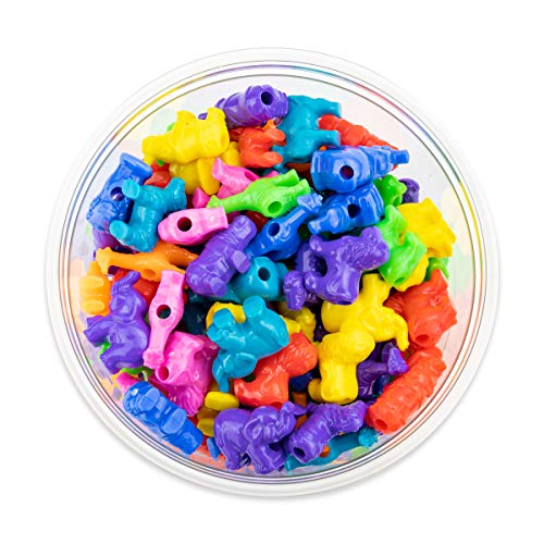 Hygloss Products, Inc Plastic 25mm Craft Beads for Kids Safari Life Animal Design - Arts & Crafts Activity - Multi-Color Bracelets, Necklaces & Keychains - 50 Pieces