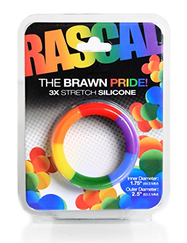 C1R Rascal Toys The Brawn Pride Silicone Cock Ring, Rainbow