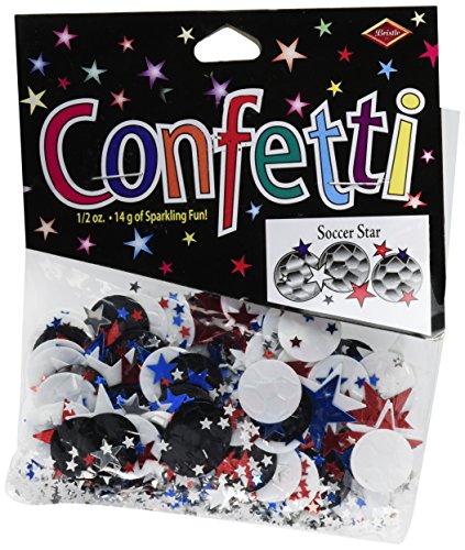 Beistle Multicolor Soccer Star Cutout Plastic Confetti-1 Pack / .5oz