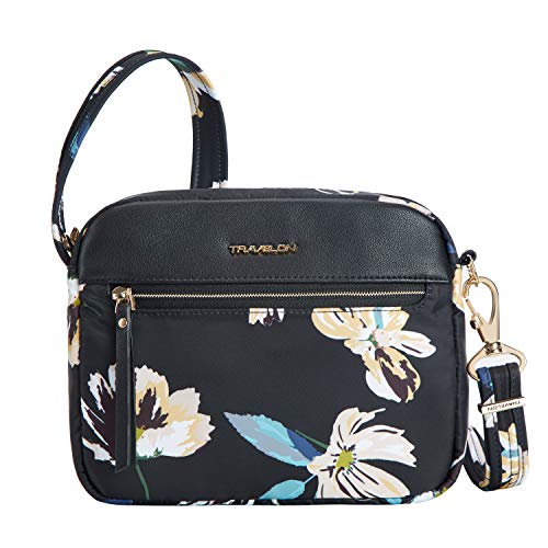 Travelon Addison-Anti-Theft-Small Crossbody Bag, Midnight Floral, One Size