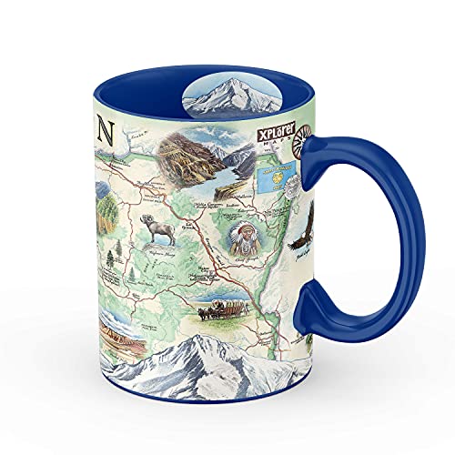 Xplorer Maps Oregon State Map Ceramic Mug (Large 16oz) Coffee Cup, Tea, Cocoa, Hot Chocolate, Brew Mugs, and Cold Drinks, BPA-FREE - For Office, Home, Gift (Individual Mug)