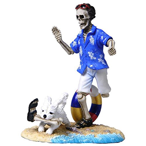 Unicorn Studio US 6.88 Inch Go Fetch Beach Boy Skeleton Statue Figurine, Multicolor