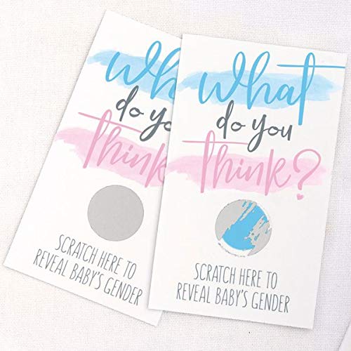Unique Industries What Do You Think Scratch-Off Gender Reveal Cards I Boy I Blue I 10 Pcs.