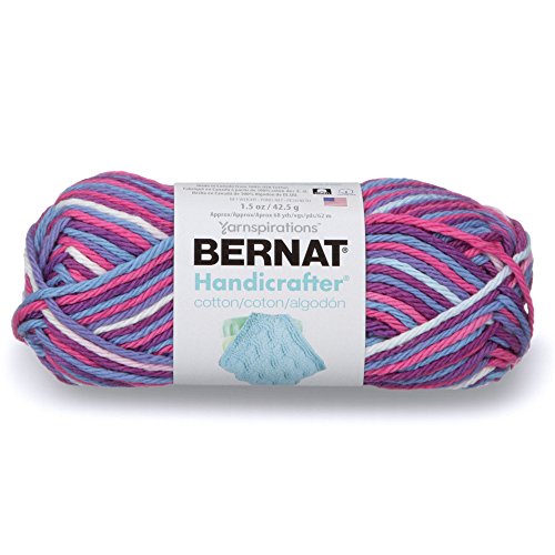 Spinrite Yarns (CA) Bernat Handicrafter Cotton Ombre Yarn, 1.5 oz, Gauge 4 Medium, 100% Cotton, Purple Perk Ombre