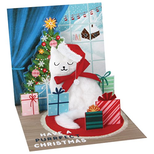Up With Paper Pop-Up Treasures Greeting Card - Santa Cat