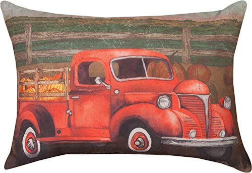 Manual Woodworkers SHTBRD Truck and Barn Throw Pillow, 18 x 13 inch, Red