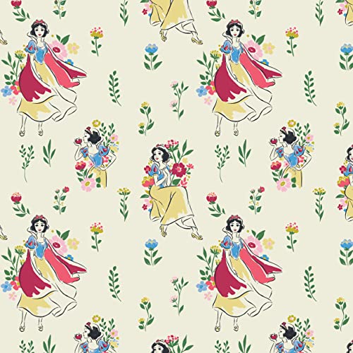 Camelot Crafts 2 Yards Quilting Cotton for Sewing ‚Äì Disney Snow White Collection - Snow White Meadow- Color Cream - 100% Cotton - Soft, Decorative Material - Pre-Cut 44-45 Inches Wide by Camelot Fabrics
