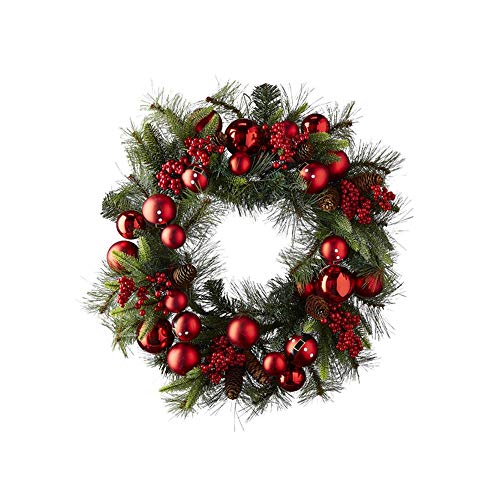 RAZ Imports 2021 Dear Santa 26-inch Mixed Pine and Santa Ball Wreath