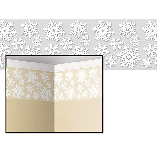 Beistle Christmas Snowflakes Wall Border, 24" by 30', White/Clear