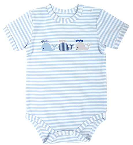 Creative Brands Stephan Baby Blue Stripe Snapshirt-Style Diaper Cover, Three Little Whales, 0-3 Months