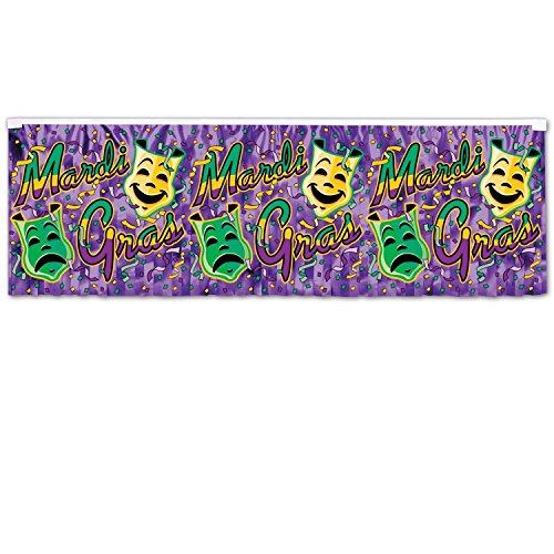 Beistle FR Metallic Mardi Gras Fringe Banner Party Accessory (1 count) (1/Pkg)