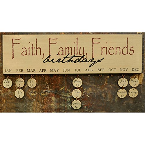 CWI Hearthside Collection Faith Family Friends Birthday Calendar - Burgundy