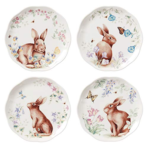 Lenox Butterfly Meadow Bunny 4-Piece Accent Plate Set, 9.25", Multi