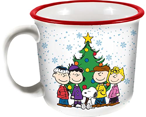 Spoontiques - Peanuts Christmas Camper Mug - Cute Ceramic Campfire Mug - Great for Outdoor Lovers, Backpackers, Adventurers - Friends & Family Gifts