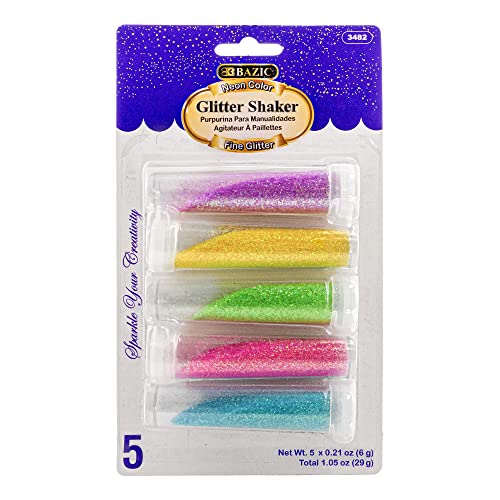 BAZIC Glitter Shaker 6g / 0.21 Oz. (5/Pack) Neon Color