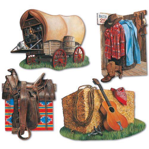 Beistle 4 Piece Wild West Cowboy Cut Outs Western Theme Party Decorations Birthday Party Supplies