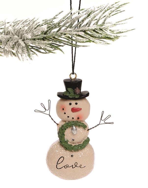 Blossom Bucket 228-52072 Love Christmas Snowman Hanging Ornament, 3.25-inch Height