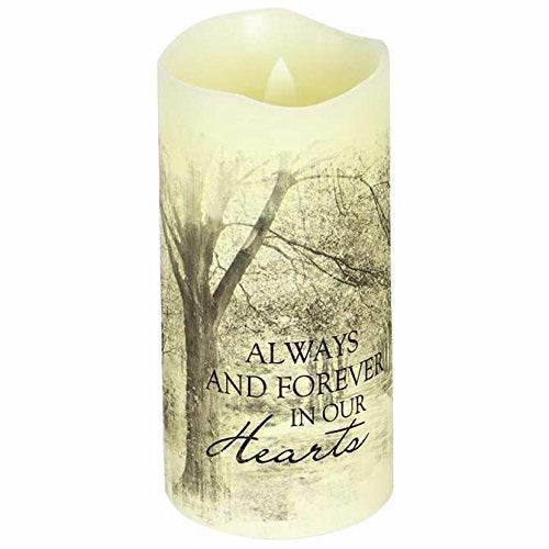 Carson Home Accent Candle - Flameless - Premier Flicker - Forever In Our Hearts w/Timer - Vanilla (6" x 3")