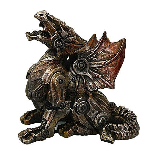 Pacific Trading Steampunk Metal and Gears Dragon Figurine Mythical Fantasy Decoration Steam Punk