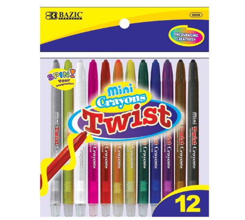 BAZIC 12 Color Mini Propelling Crayon (2504-12P)