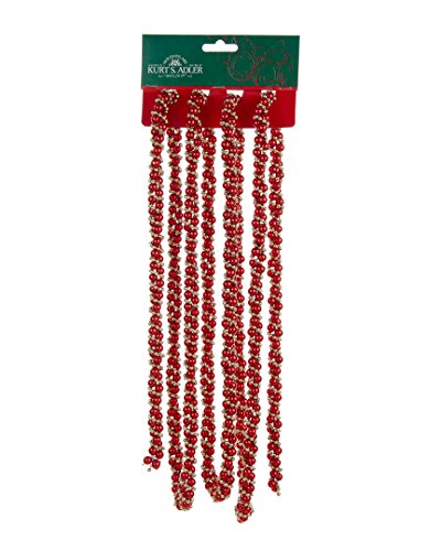 Kurt Adler Red and Gold Bead Twisted Garland 9 Feet