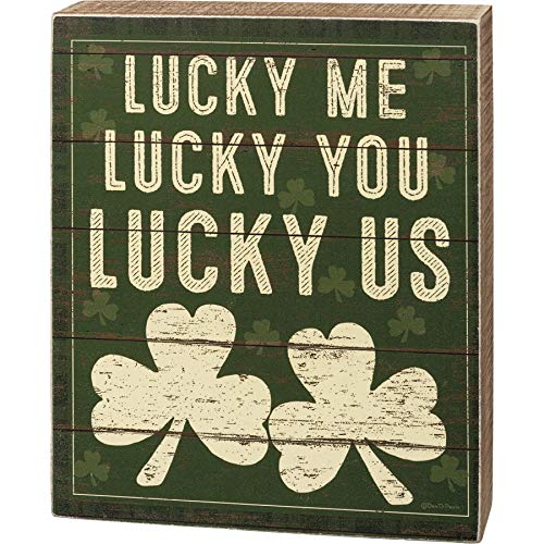 Primitives by Kathy 108875 Lucky Me Lucky You Lucky Us Box Sign, 7-inch High, Wood