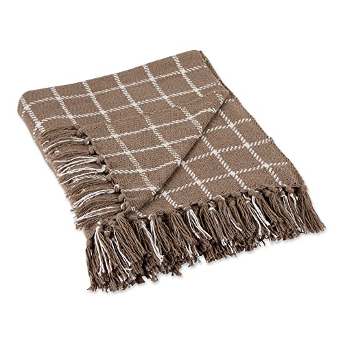 DII Design Transitional Checked Plaid Woven Throw, 50x60, Brown