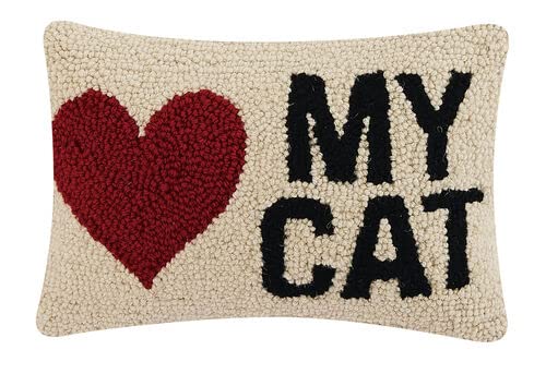 Peking Handicraft My Heart Cat, Hook Pillow, Wool and Poly Velvet