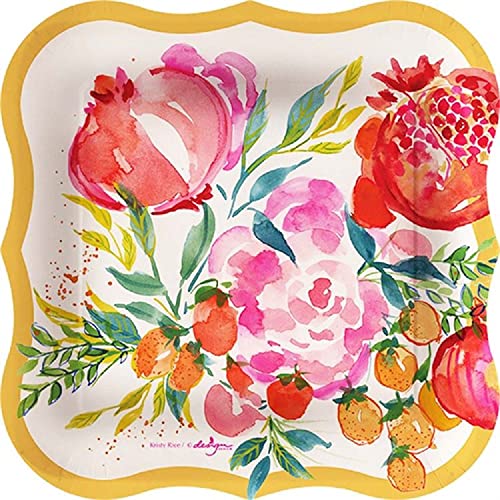 Design Design 630-09932 Pomegranate Bloom Dessert Plate, Shaped