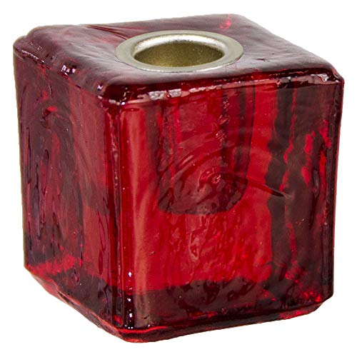 Kheops International FairyBrook Mini Glass Chime Candle Holder Red Cube