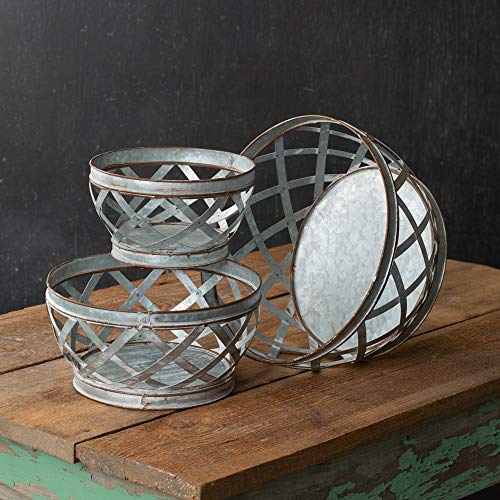 CTW Home Collection 790119 Metal Woven Baskets, Set of 3, 12.50-inch Diameter