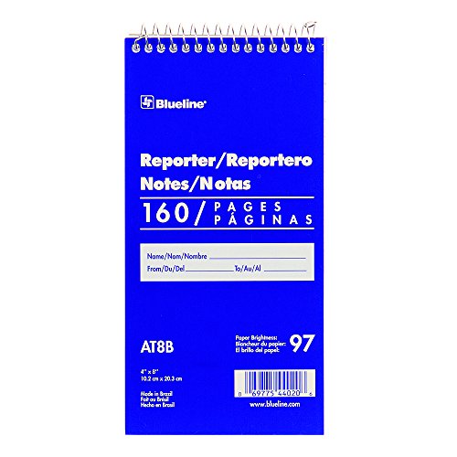 Rediform Blueline Reporter Notebook / Note Pad, 4 x 8 inches, 160 Pages / 80 Sheets (AT8B)
