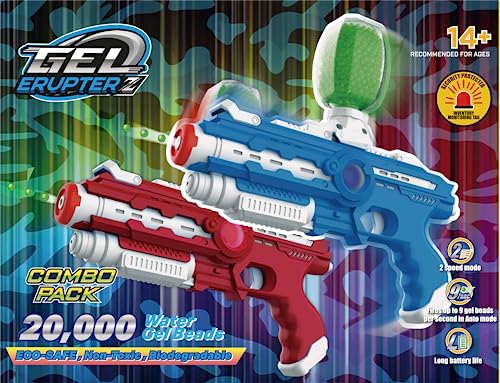 Diecast Masters Gel ERUPTERZ Launcher Combo Pack (Includes 20,000 Water Gel Beads, 2 Safety Glasses, 2 Rechargeable Batteries, 2 USB Charging Cables)