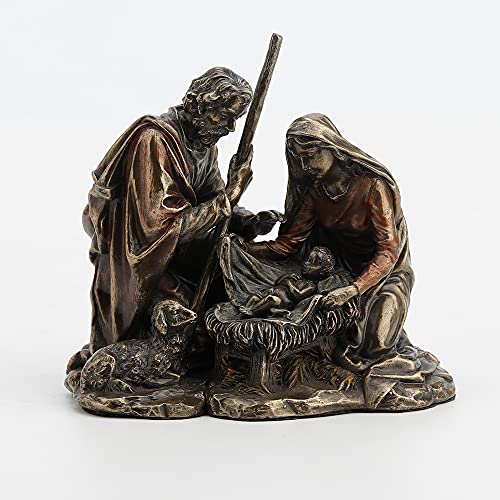 Unicorn Studio Veronese Design 4 Inch Tall Nativity of Jesus Religious Decor Cold Cast Bronzed Resin Statue