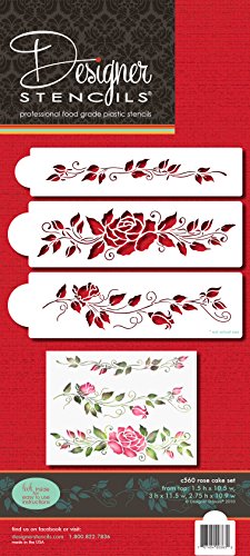 Designer Stencils Rose Cake Stencil Set, Beige/semi-transparent