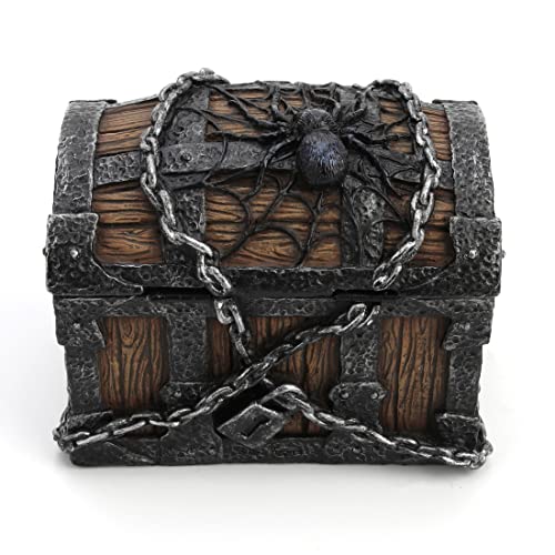 Unicorn Studio Veronese Design 3 1/8" Cobweb Spider Secret Stash Chest Resin Hand Painted Trinket Box