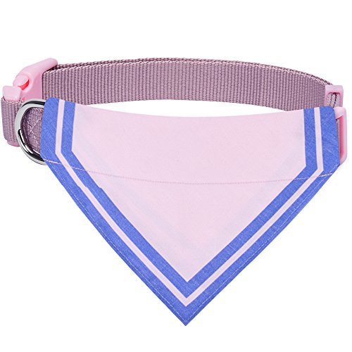 Blueberry Pet 7 Patterns Pretty Picks Girly Triangle Pinkish-Purple Cotton Blend Neckerchief Scarf Bandana Adjustable Dog Collar, Small, Neck 12"-16"