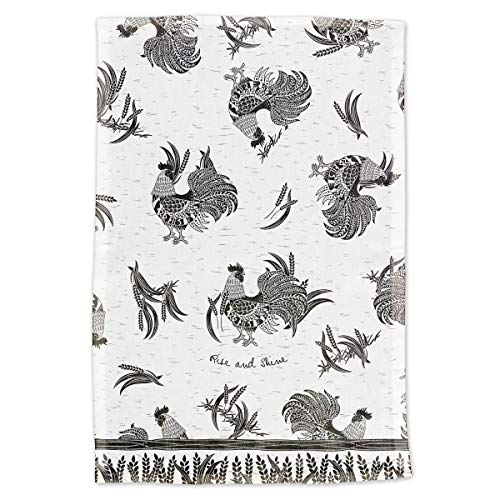 Karma Gifts Black And White, Rooster Boho Tea Towel, One size