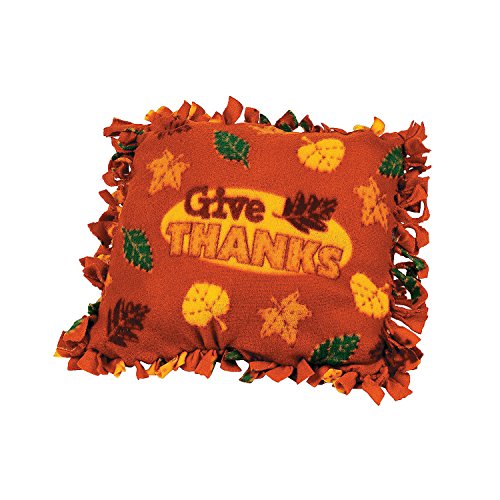 Fun Express "Give Thanks" Fleece Tied Pillow Craft - Makes 6 - DIY Fall and Thanksgiving Crafts for Kids
